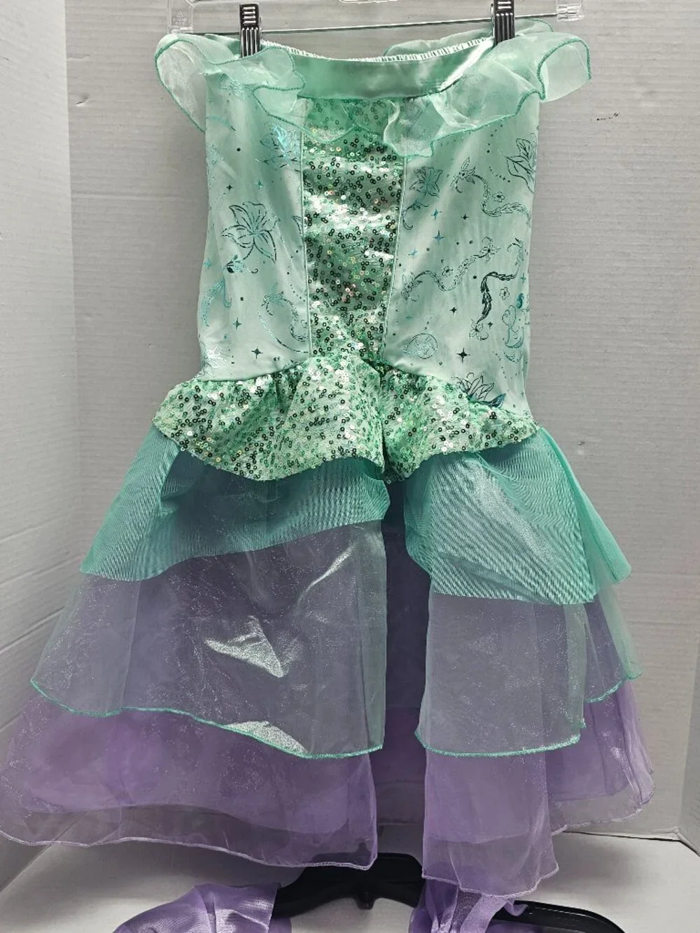 Disney Store Princess Ariel Costume 2pc Top Skirt Sparkling Purple Green 7/8